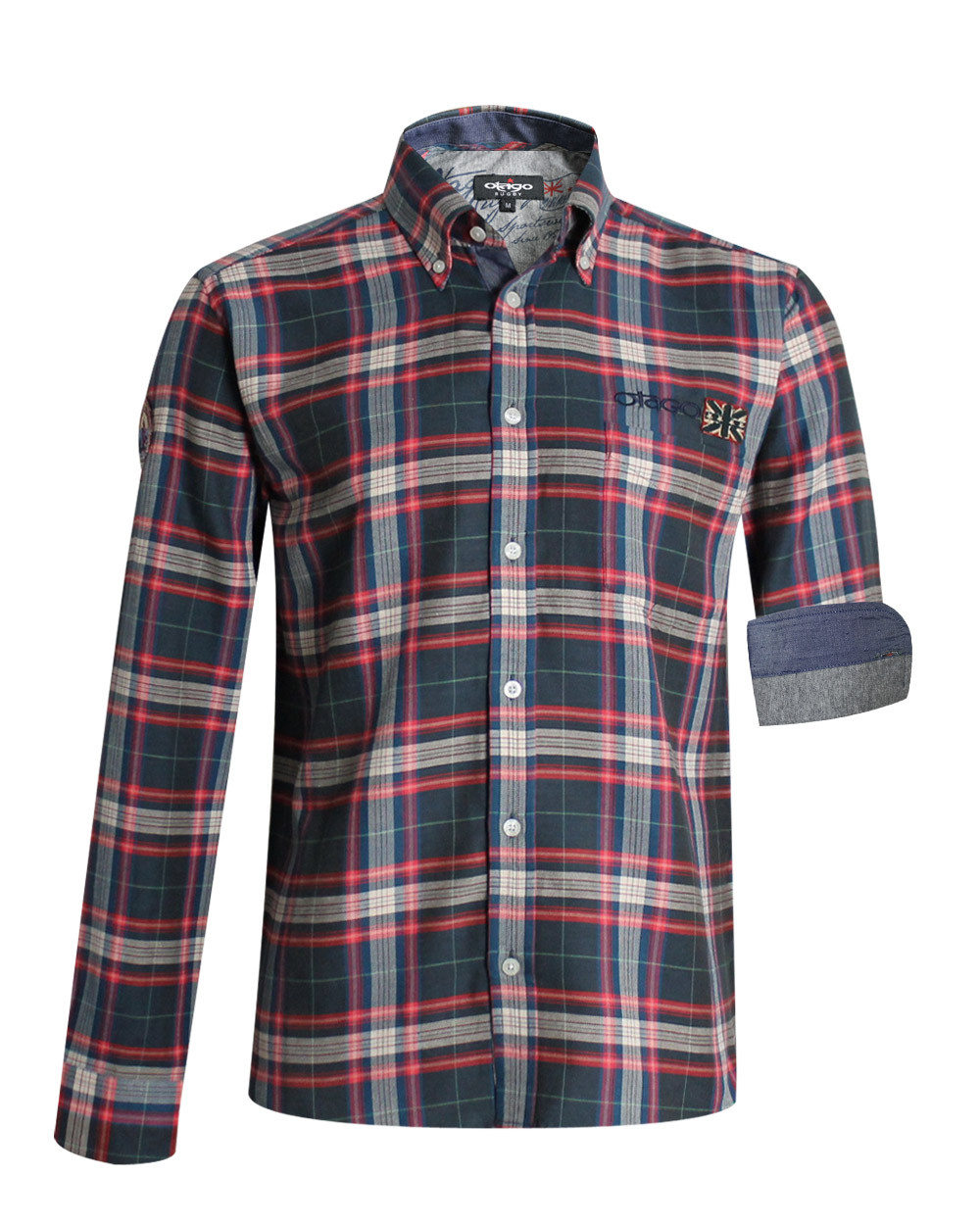 chemise NEVADA CARREAUX manches longues Otago rugby bleu marine pour homme