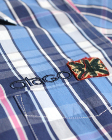 Ensemble brodé côté coeur de la chemise Dia Otago bleu pour homme
