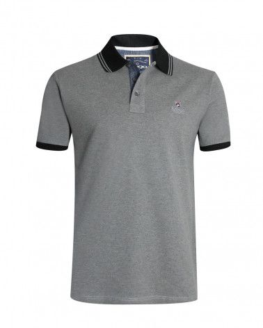 Polo manches courtes Griffax Otago rugby gris chiné pour homme