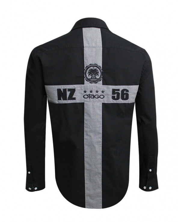 Chemise manches longues CROSS Otago rugby noire pour homme