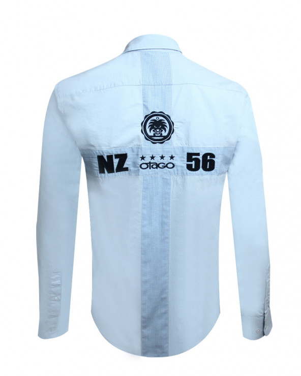 Chemise manches longues CROSS Otago rugby bleu ciel pour homme