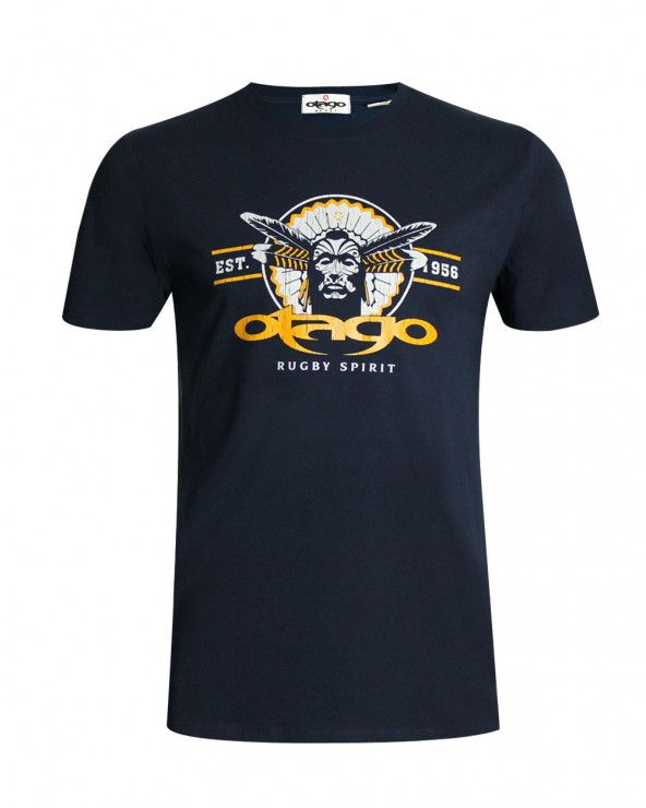 Tee shirt INDI Otago rugby marine coton Bio pour homme