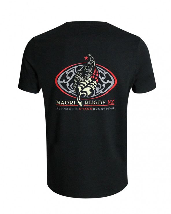 Tee shirt PIENA Otago rugby noir coton Bio pour homme