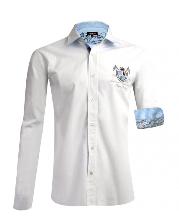 Chemise manches longues CROSS Otago rugby blanche pour homme