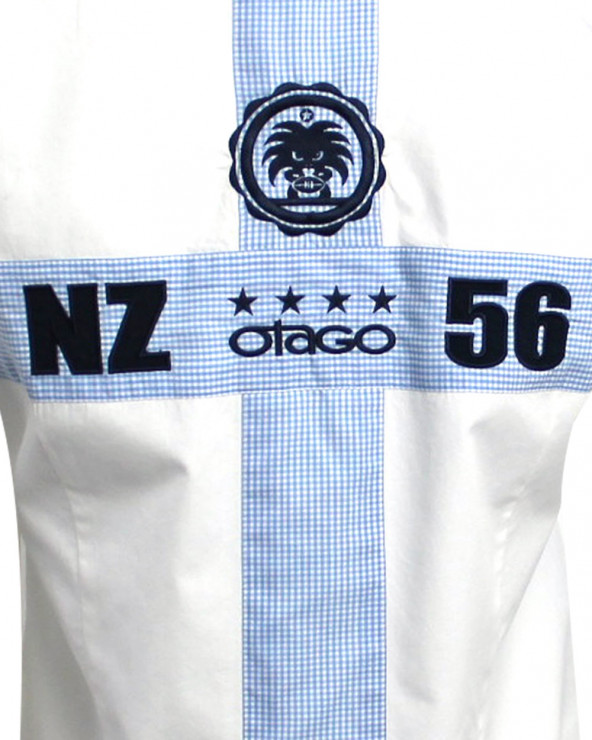 Ensemble coupé cousu et brodé au dos de la chemise Cross Otago blanc pour homme