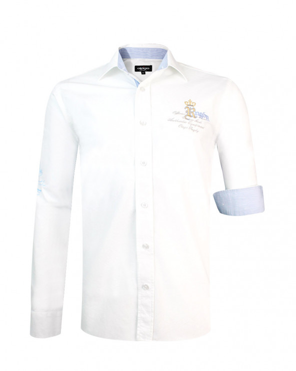 Chemise manches longues HANDLE Otago rugby blanche pour homme