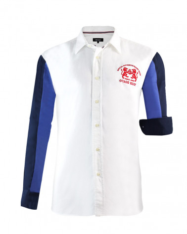 Chemise Rafy Otago blanc bleu marine et bleu roi pour homme