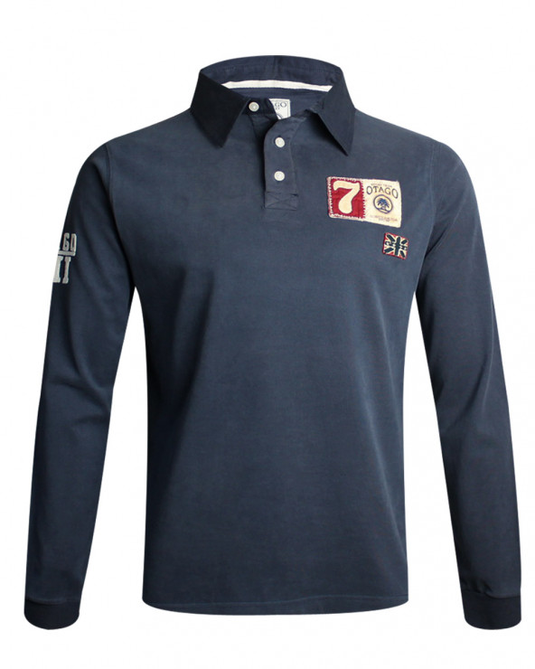 Polo manches longues JACK DANY Otago rugby bleu marine pour Homme