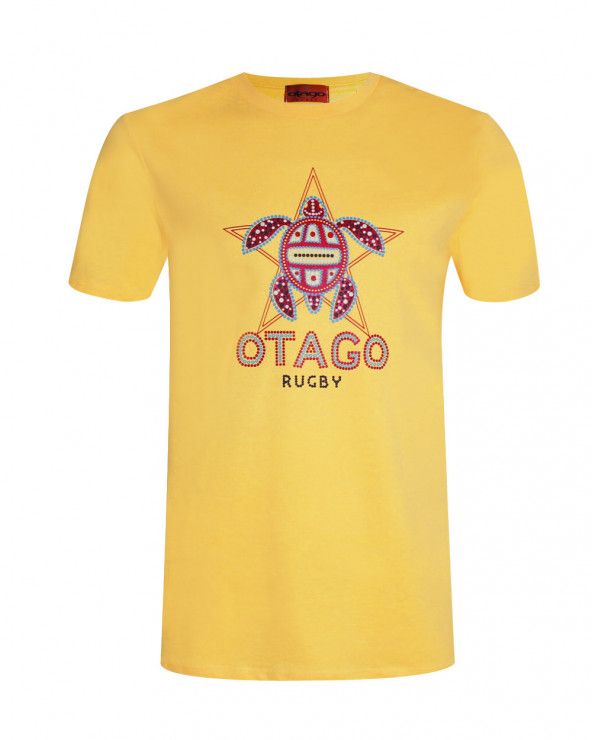 Tee shirt TIKPAD Otago rugby jaune "ananas" coton Bio homme