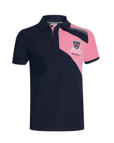 Polo Flash Otago rugby manches courtes marine rose homme