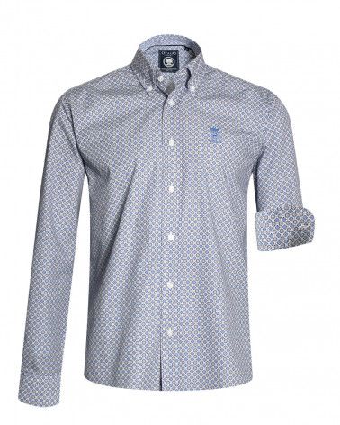 Chemise manches longues 234 Otago bleue à motifs pour homme