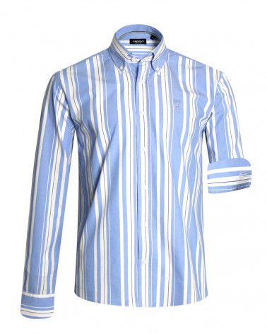 Chemise manches longues 235 Otago bleu ciel rayée pour homme