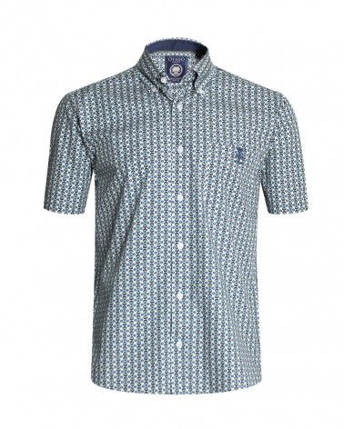 Chemise manches courtes 132 Otago rugby bleu ciel à motifs pour homme