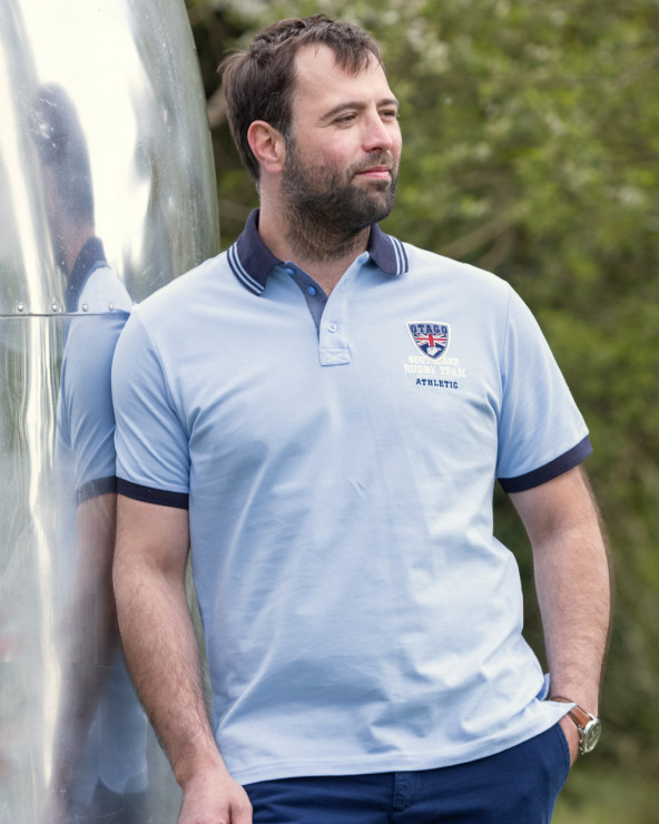 Polo manches courtes Artax Otago rugby bleu ciel homme