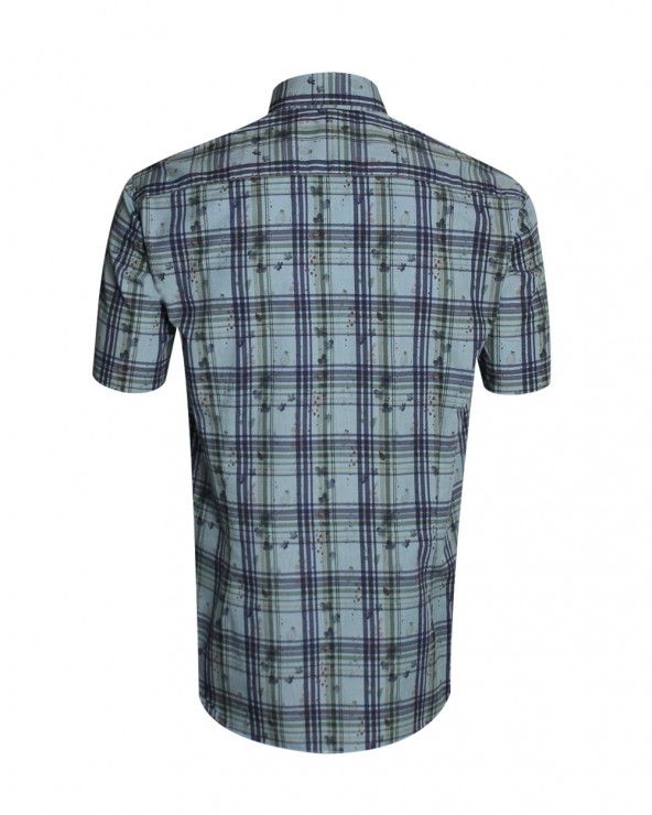 Dos de la chemise 136 Otago rugby bleue à carreaux pour homme