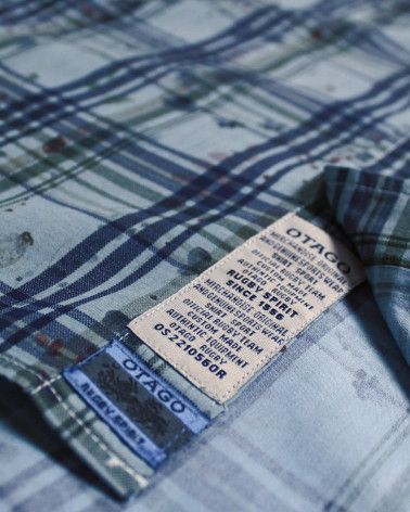 Détail produit de la chemise 136 Otago rugby bleue à carreaux pour homme