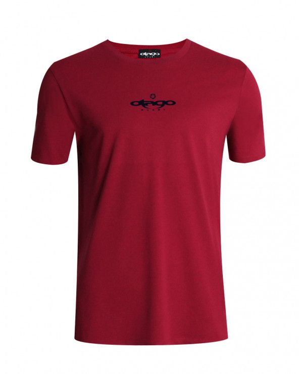 Tee shirt Lang Otago Hibiscus bordeaux pour homme