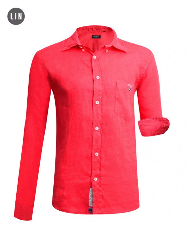 chemise LIN BUENOS AIRES manches longues Otago corail JJ pour homme