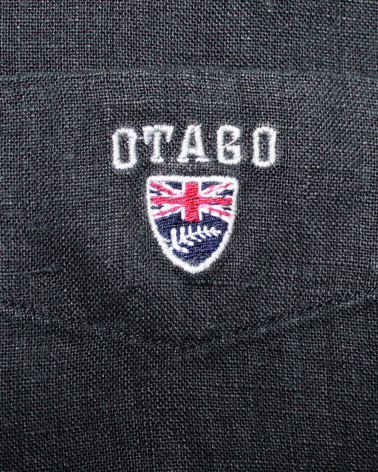 Broderie côté coeur de la chemise LIN BUENOS AIRES manches longues Otago carbone pour homme