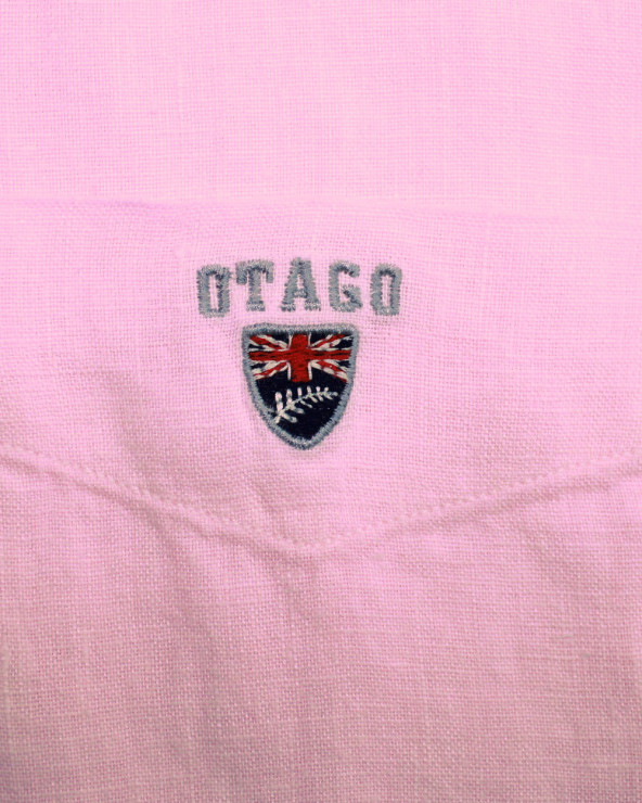 Broderie côté coeur de la chemise LIN BUENOS AIRES manches longues Otago pink jj pour homme