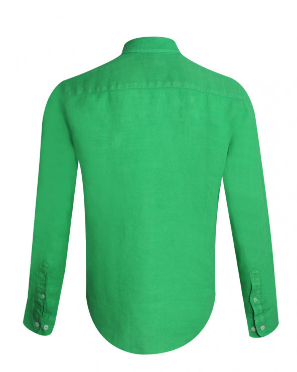 Dos de la chemise LIN BUENOS AIRES Manches Longues Otago vert bouteille pour Homme