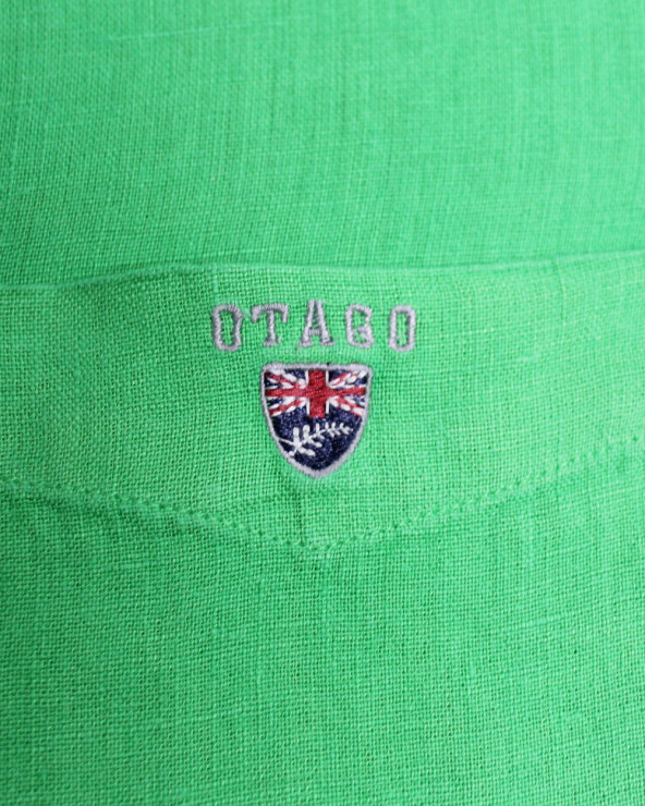 Broderie côté coeur de la chemise LIN BUENOS AIRES Manches Longues Otago vert bouteille pour Homme