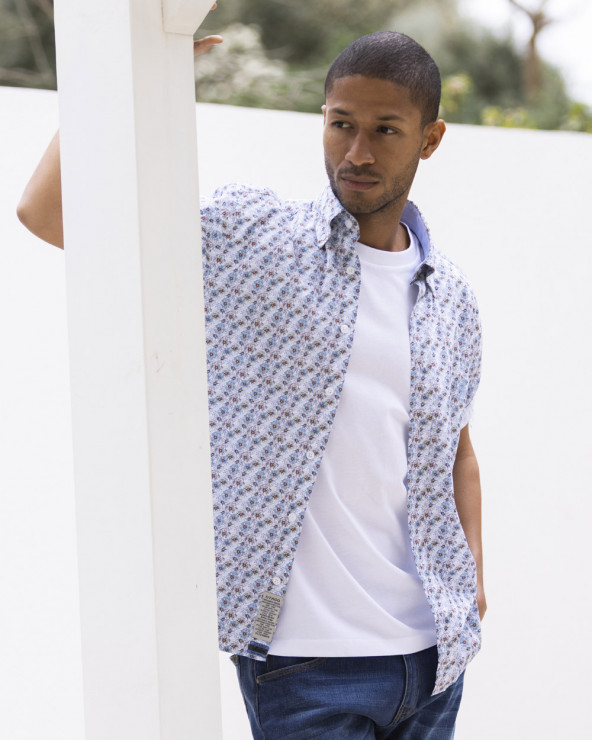 Chemise manches courtes 131 Otago rugby blanche à motifs pour homme