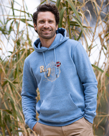 Sweat capuche SW100 Otago bleu chiné pour homme