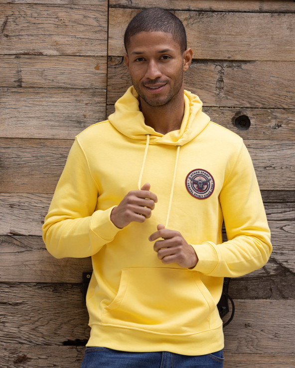 Sweat à capuche FIGHTER Otago rugby jaune pineapple pour Homme