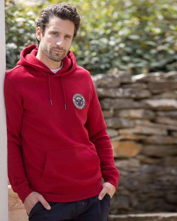 Sweat à capuche FIGHTER Otago rugby rouge Hibiscus pour Homme