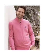 BOLOGNE PULL COL 3/4 ZIP OTAGO ROSE