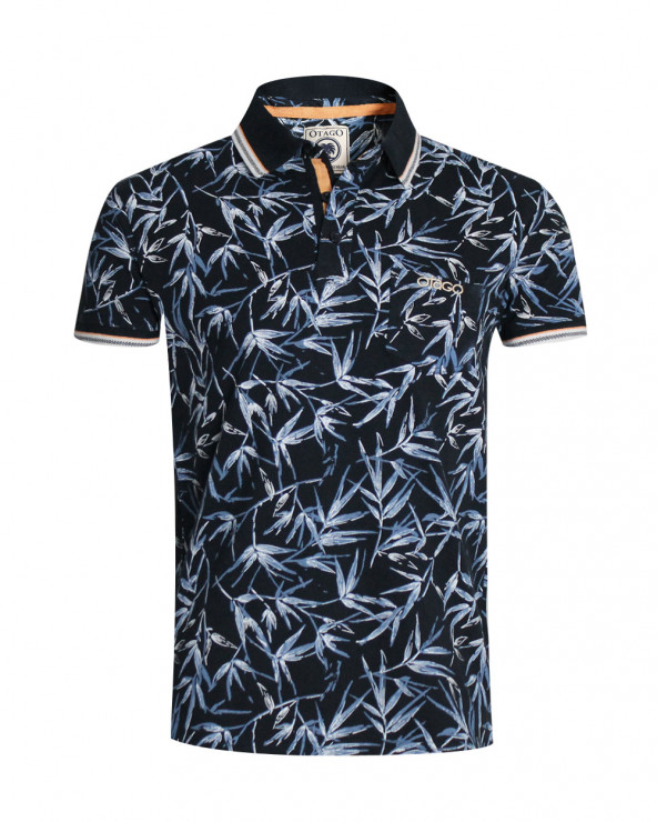 Polo manches courtes PIRANHA Otago rugby marine à motifs pour homme