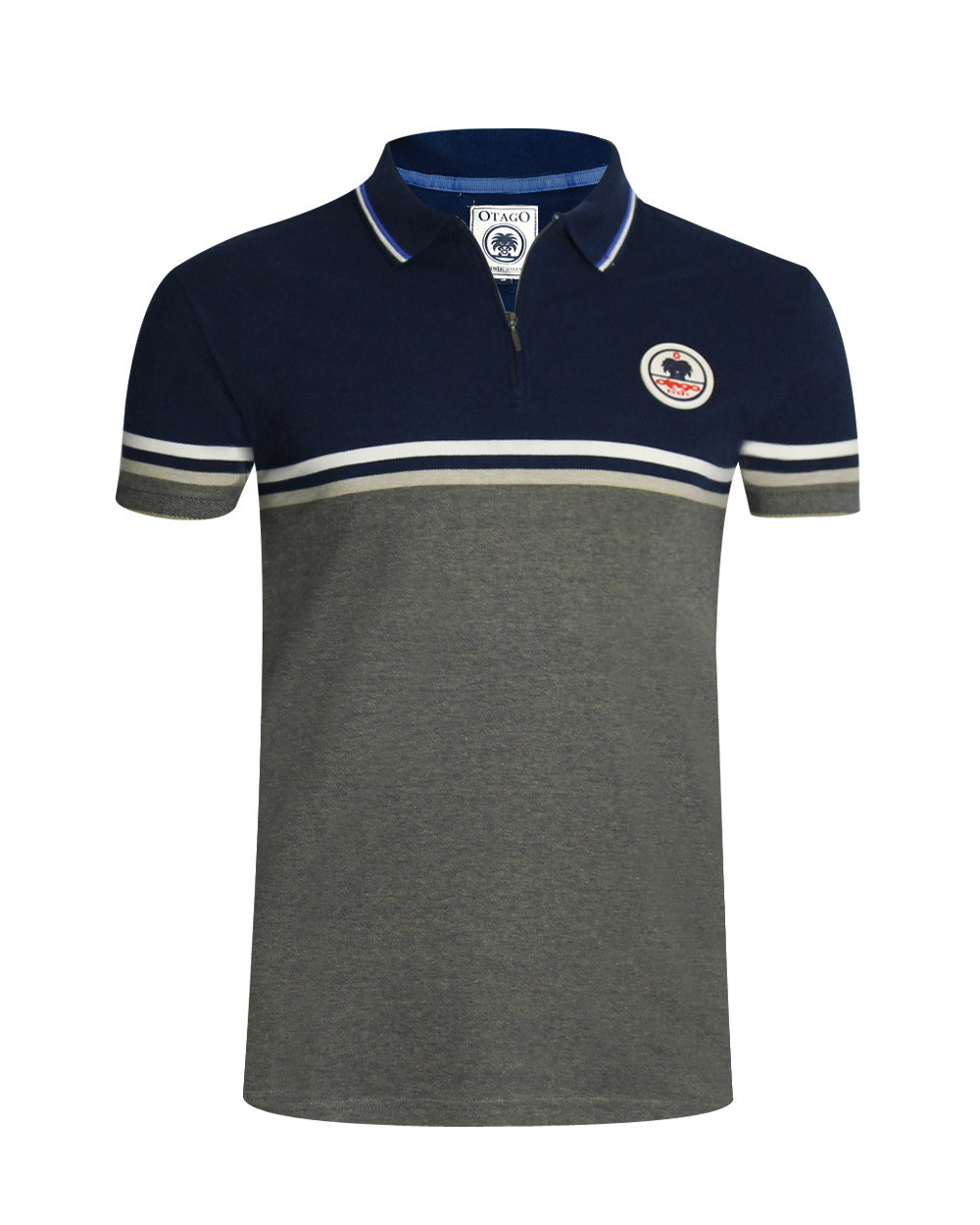 Polo manches courtes PERALTA Otago rugby marine et gris pour homme