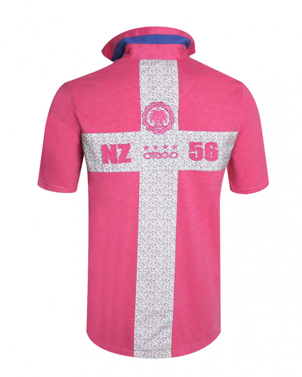 Polo CROSS manches courtes Otago rugby rose corail pour homme
