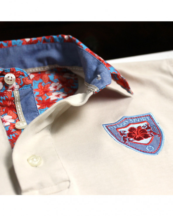 Détail produit du polo Tortue7 Otago écru pour homme