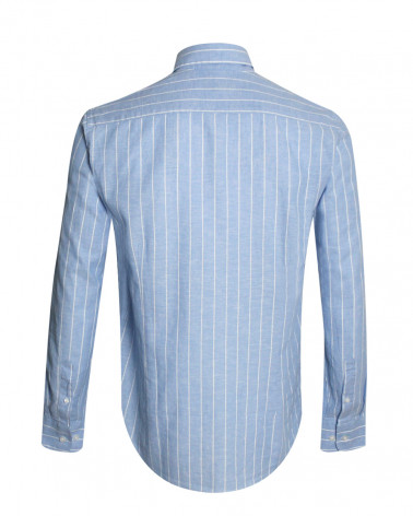 Dos de la chemise LIN BUENOS AIRES Otago rayée bleu ciel pour Homme