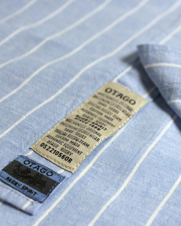 Détail produit de la chemise LIN BUENOS AIRES Otago rayée bleu ciel pour Homme