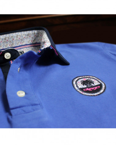 Détail du col du polo Tikflor bleu lavande pour homme