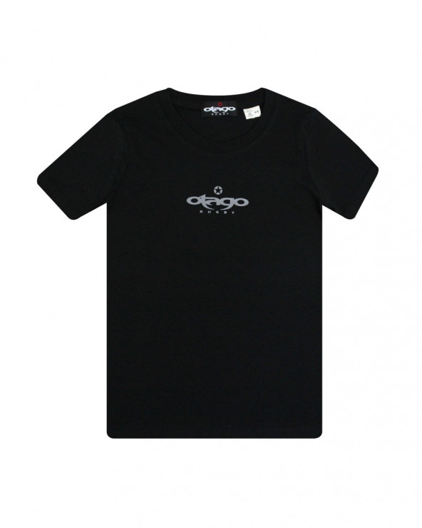 Tee-shirt Piena Otago rugby enfant col rond noir coton bio