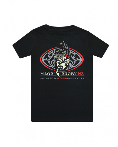 Tee-shirt Piena Otago rugby enfant col rond noir coton bio