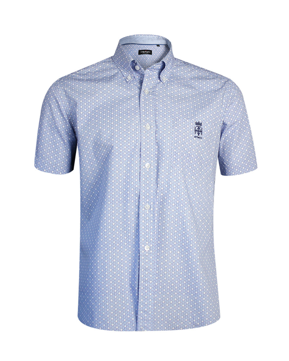 Chemise manches courtes LAURENS Otago rugby bleu à motifs pour homme
