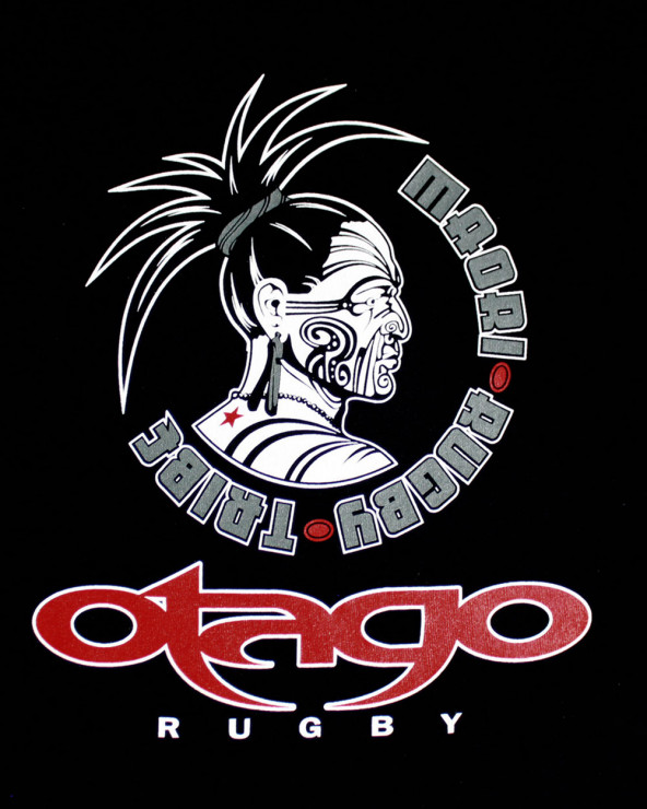 Sérigraphie au dos du tee-shirt Taranaki Otago noir manches longues pour homme