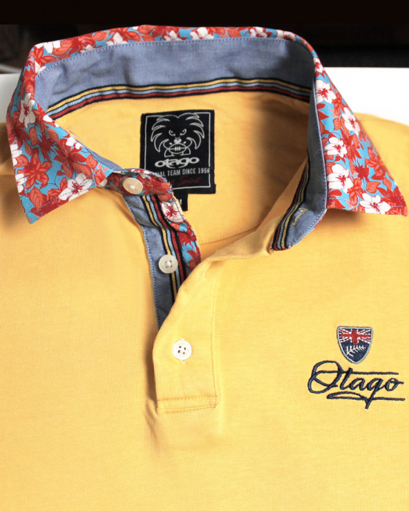 Broderie côté coeur du polo Setflor jaune pour homme