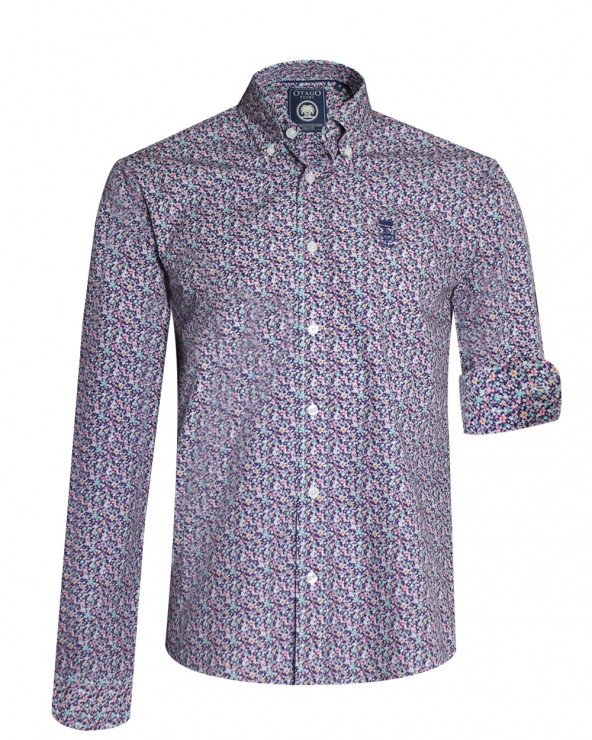 Chemise manches longues 239 Otago bleu marine à motifs pour homme