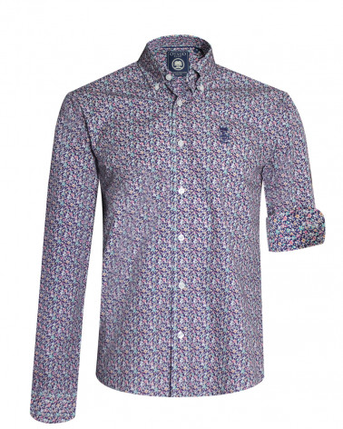 Chemise manches longues 239 Otago bleu marine à motifs pour homme