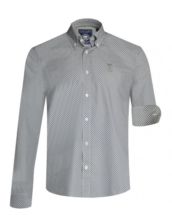 Chemise manches longues 240 Otago beige à motifs pour homme