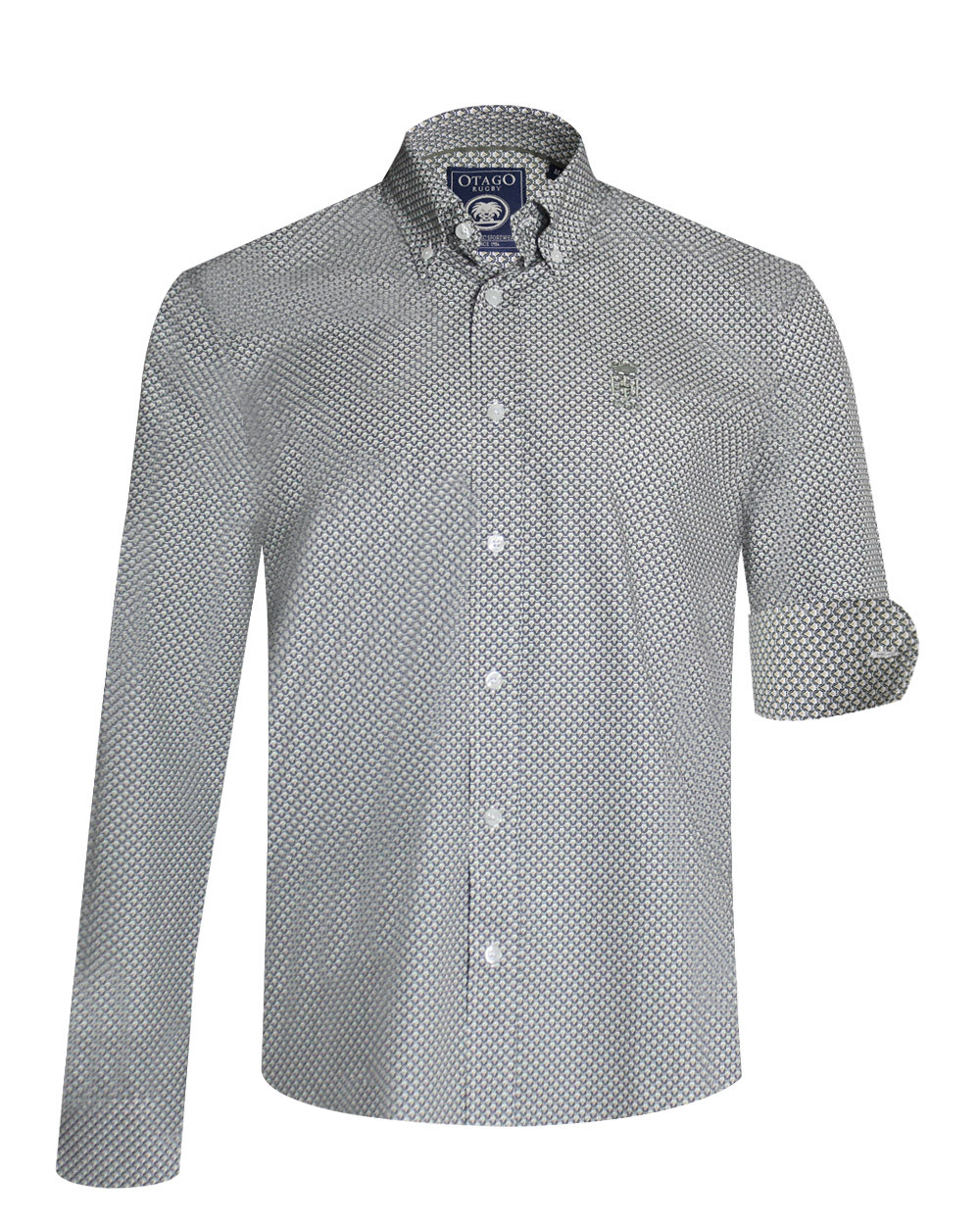 Chemise manches longues 240 Otago beige à motifs pour homme