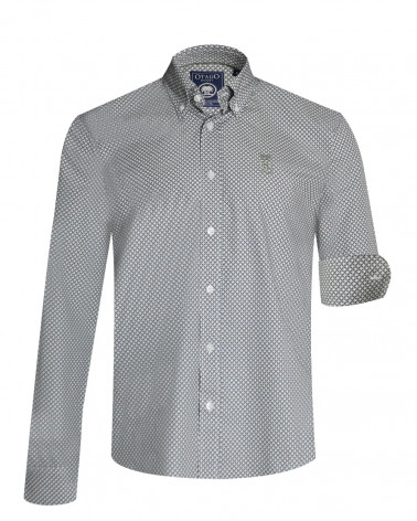 Chemise manches longues 240 Otago beige à motifs pour homme
