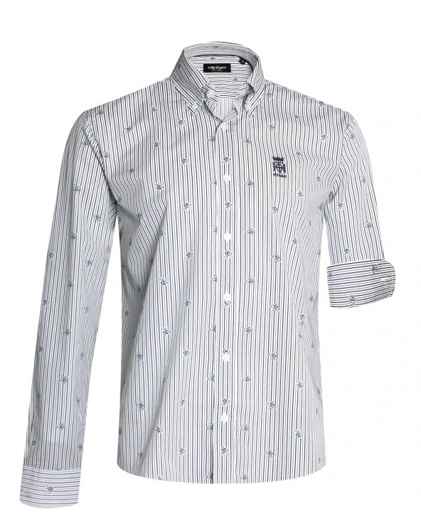 Chemise manches longues 242 Otago rayée blanche pour homme