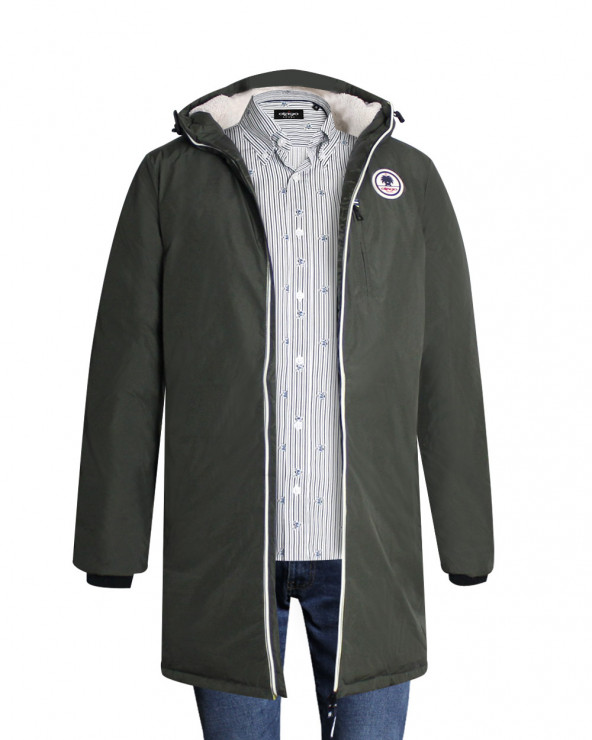 Doudoune zippée Larcange Otago rugby avec capuche kaki pour homme